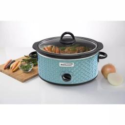 Brentwood Appliances 3.5 Qt. Blue Diamond Pattern Slow Cooker with Tempered Glass Lid thumbnail 6