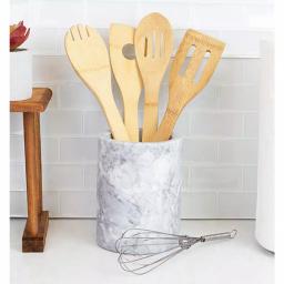 Unbranded White Marble Utensil Holder - Heavy Duty Large Capacity Utensil Crock thumbnail 4