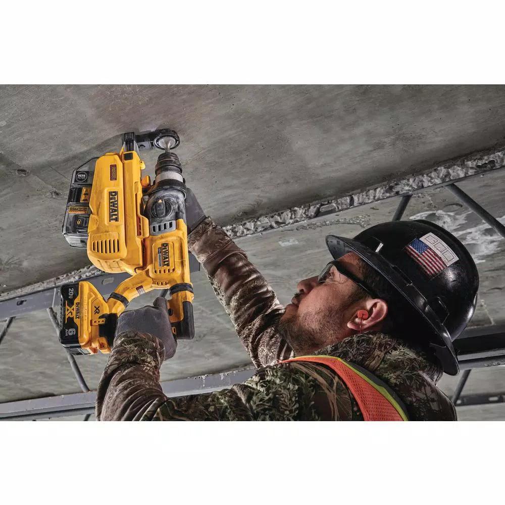 DEWALT 20V MAX XR Brushless 1-1/8 in. SDS Plus D-Handle Rotary Hammer Kit with Dust Extractor & (2) 6.0Ah Batteries