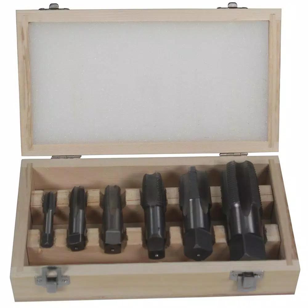 Drill America 6-Piece Carbon Steel NPT Pipe Tap Set (1/8 in. to 1 in.)