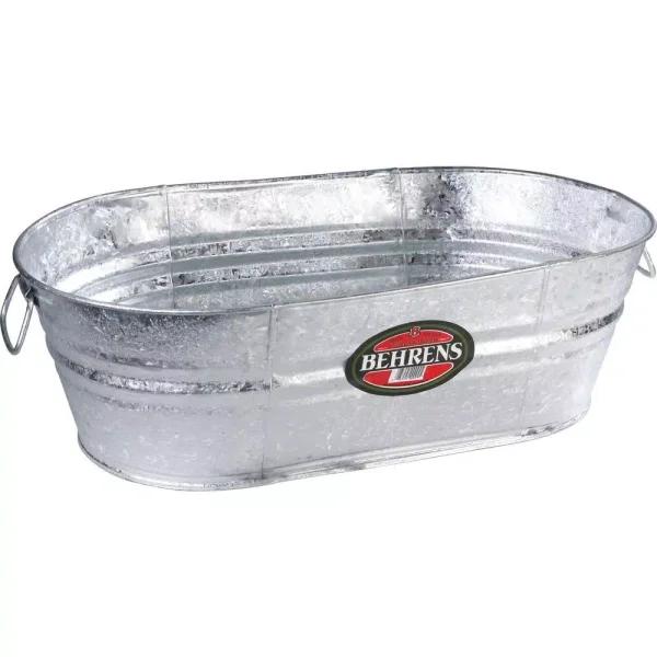 Behrens 10.5 Gallon Hot Dipped Steel Oval Tub - Galvanized Metal Trough & Planter