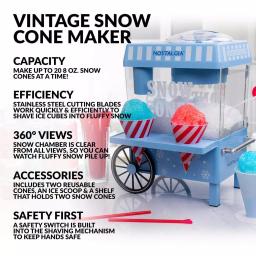Nostalgia Vintage 160 oz. Snow Cone Maker in Blue with Reusable Cones and Ice Scoop thumbnail 2