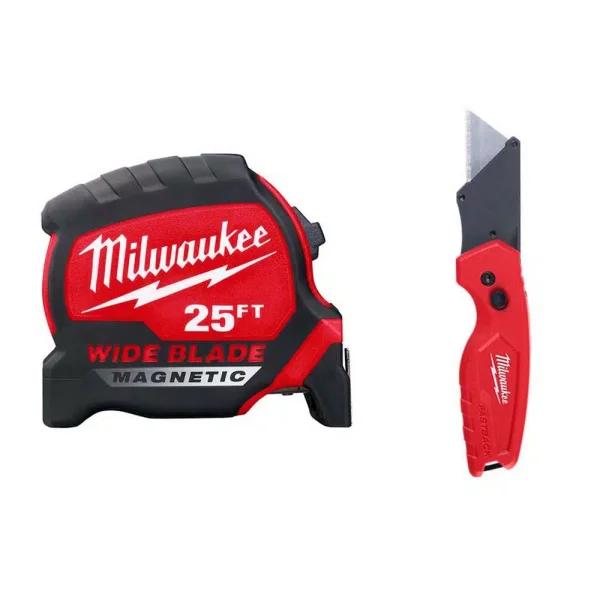 Milwaukee 25 ft. Magnetic Tape Measure and Fastback Compact Folding Utility Knife Combo Kit