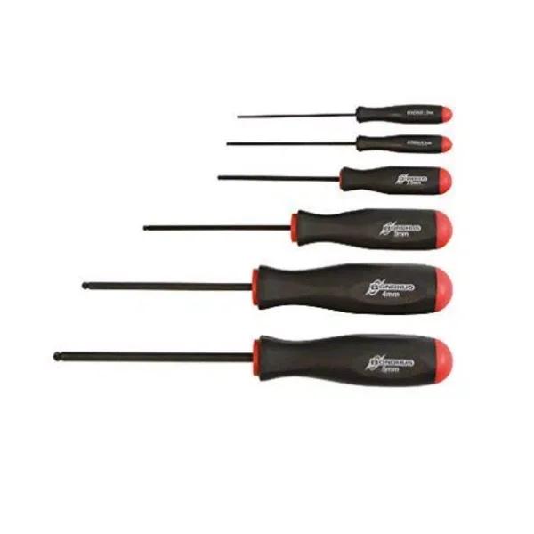 Bondhus Metric ProHold Ball End Screwdriver Set with ProGuard Finish, 6-Piece