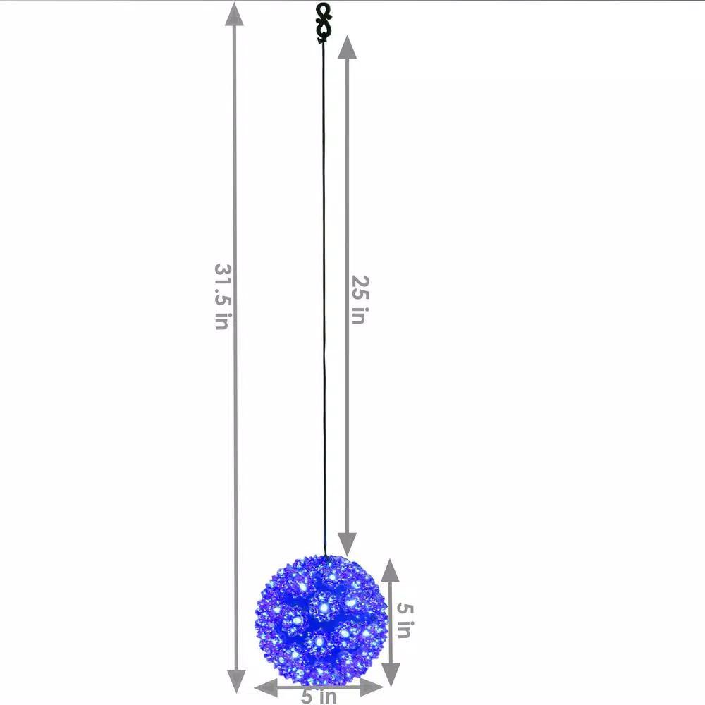 Sunnydaze Decor 5 in. Blue LED Lighted Hanging Ball Ornament - Indoor/Outdoor Specialty Lights