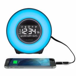 La Crosse Technology Color Mood Light Alarm Clock with Nature Sounds and USB Charging Port thumbnail 3