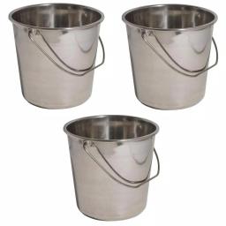 AmeriHome 3-Piece Stainless Steel Bucket Set, 2.37 Gallon Multi-Purpose Metal Pails thumbnail 7