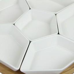 Elama Signature Collection Lazy Susan Appetizer and Condiment Server Set, 7-Piece Stoneware thumbnail 2