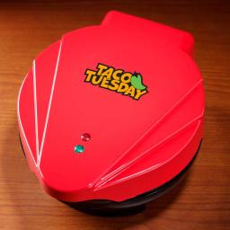 TACO TUESDAY Tortilla Bowl Maker, 100 sq. in. Non-Stick Specialty Grill, Red thumbnail 2