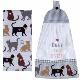 Kay Dee Fur Real Pets Cat Themed Cotton Kitchen Textile Set, 4-Piece Tan Pot Holder & Towel Set thumbnail 2