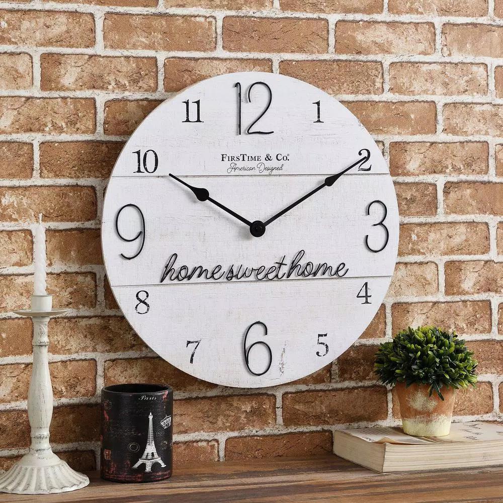 FirsTime & Co. FirsTime and Co. Home Sweet Home Farmhouse Shiplap Wall Clock, 15.5 in.