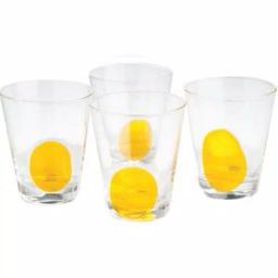 Abigails Clear Double Old-Fashioned Glass Set with Mouth-Blown Yellow Dot (Set of 4) thumbnail 1