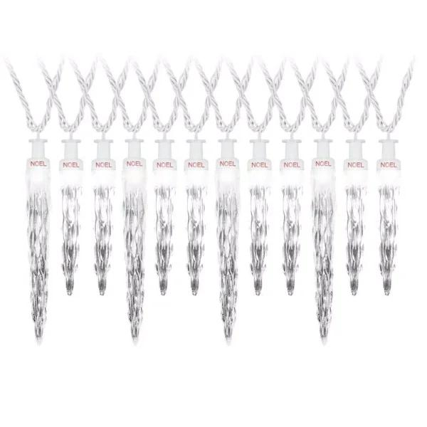 LightShow ColorMotion 24-Light White LED Icicle Christmas String Lights, 8 Effects, Outdoor/Indoor