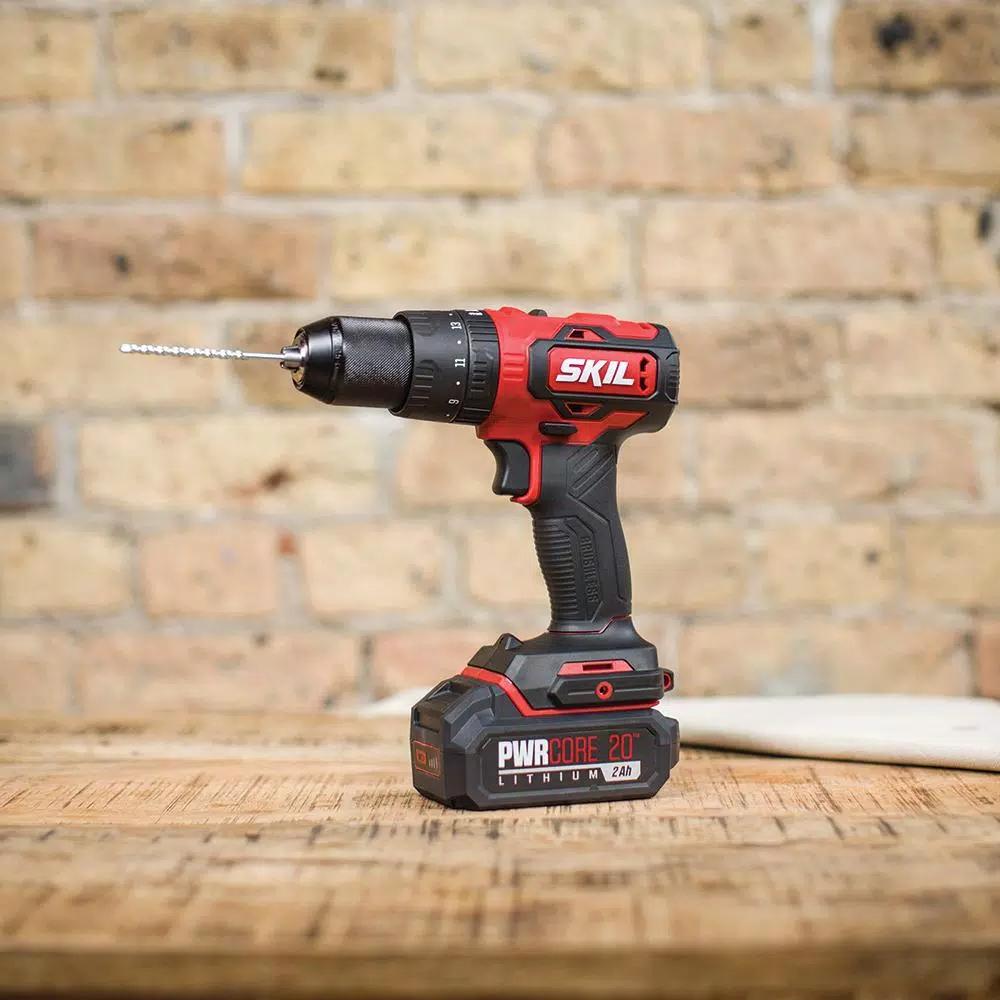 SKIL PWRCore 20V Brushless 1/2 in. Hammer Drill Kit with 2.0 Ah Battery and PWRJump Charger
