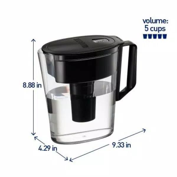 Brita Soho 5-Cup Water Filter Pitcher, BPA-Free, Black