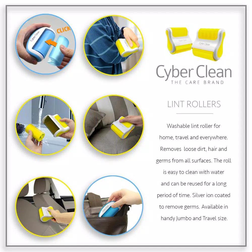 Cyber Clean RollCare Jumbo Washable Reusable Lint Roller with Silver Ion Coating