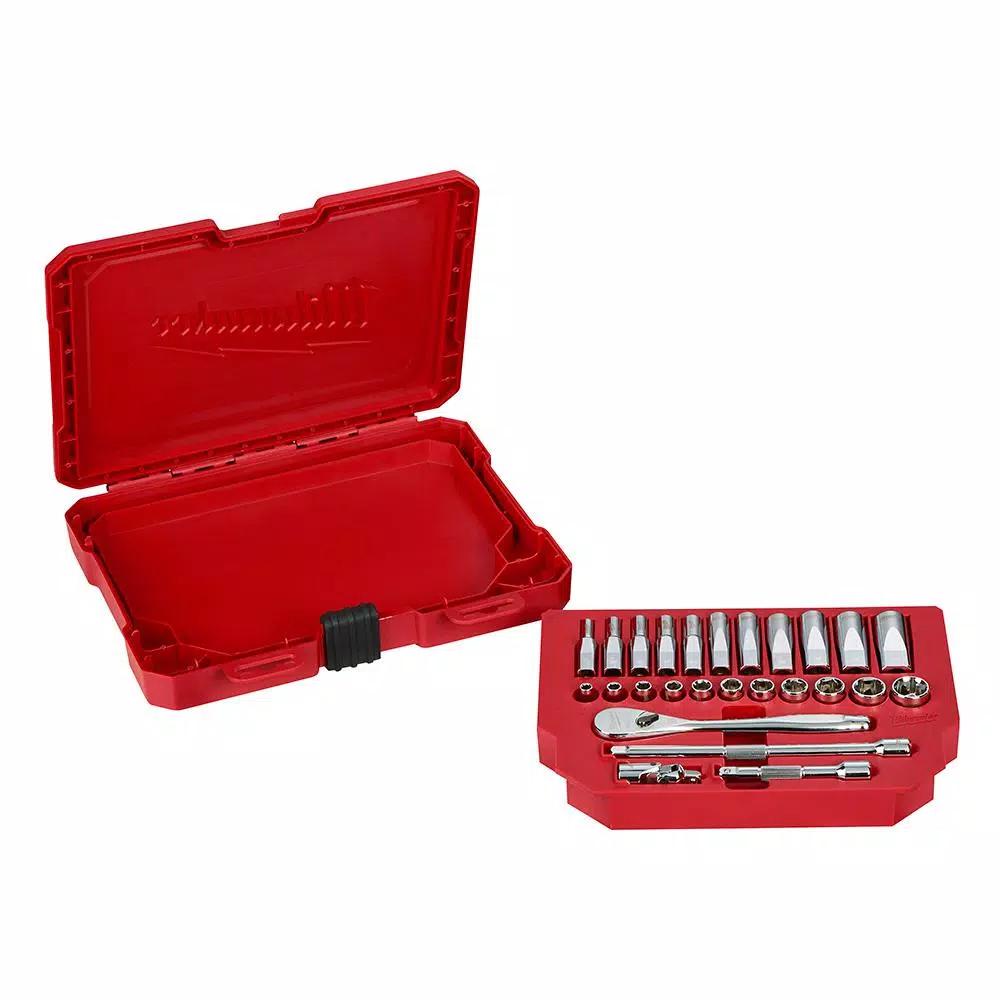 Milwaukee 1/4 in. Drive SAE & Metric Ratchet and Socket Mechanics Tool Set, 54-Piece