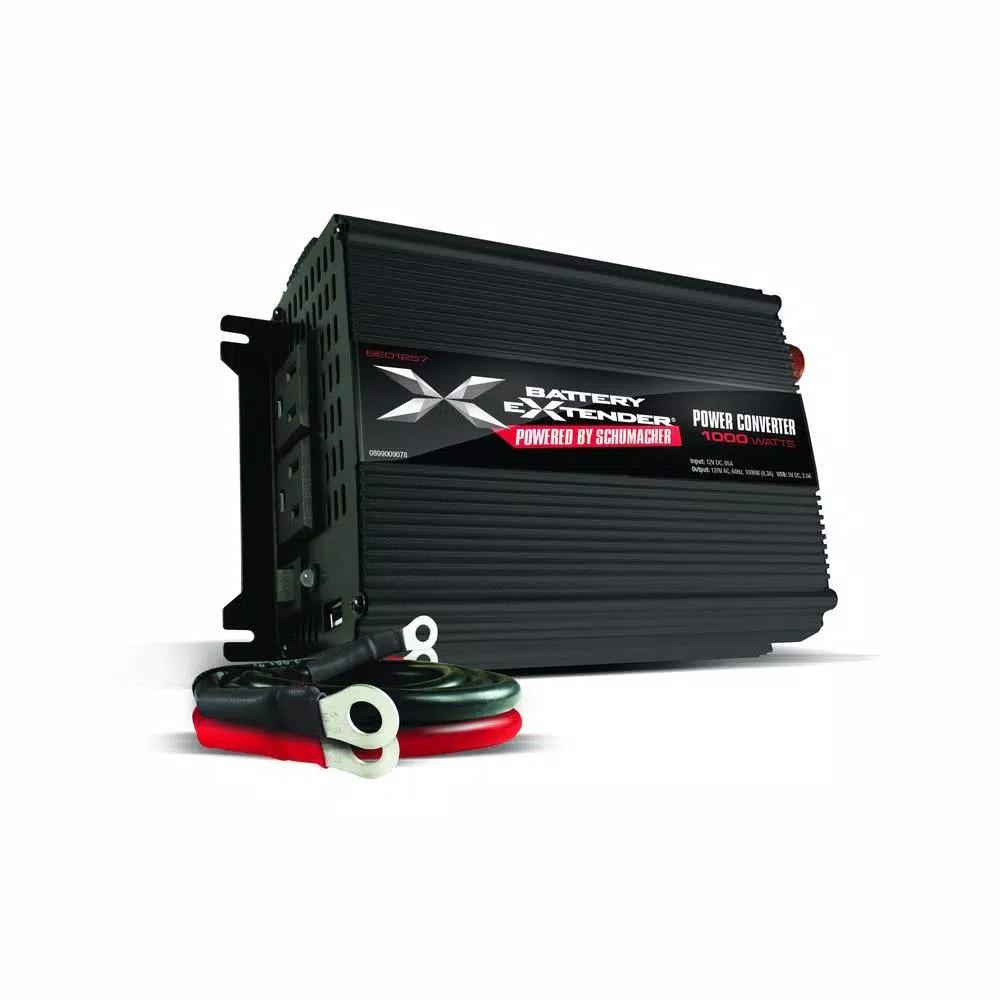 Schumacher 12V 1000W Power Inverter Battery Extender with Dual AC Outlets and USB Ports