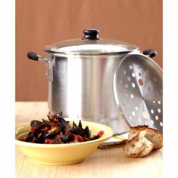 IMUSA 20 Qt. Aluminum Stovetop Steamer Set with Tempered Glass Lid thumbnail 4