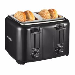 Proctor Silex 4-Slice Black Wide Slot Toaster with Crumb Tray and Toast Boost thumbnail 1
