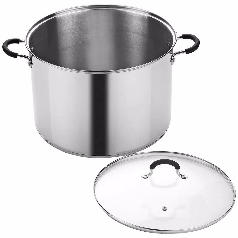 Cook N Home 20 Qt. Stainless Steel Stock Pot with Tempered Glass Lid