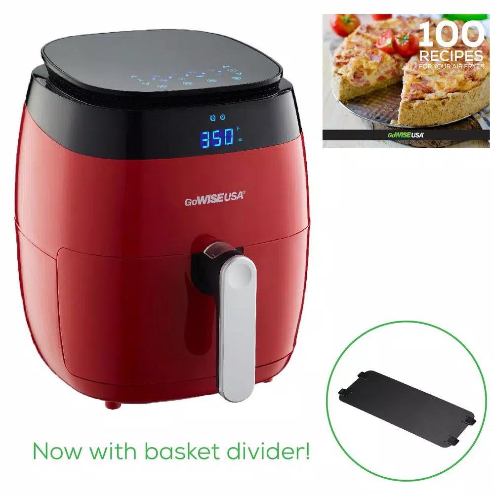 GoWISE USA 5 Qt. Air Fryer with Duo Touchscreen Display, 8 Presets, 1500W, Red