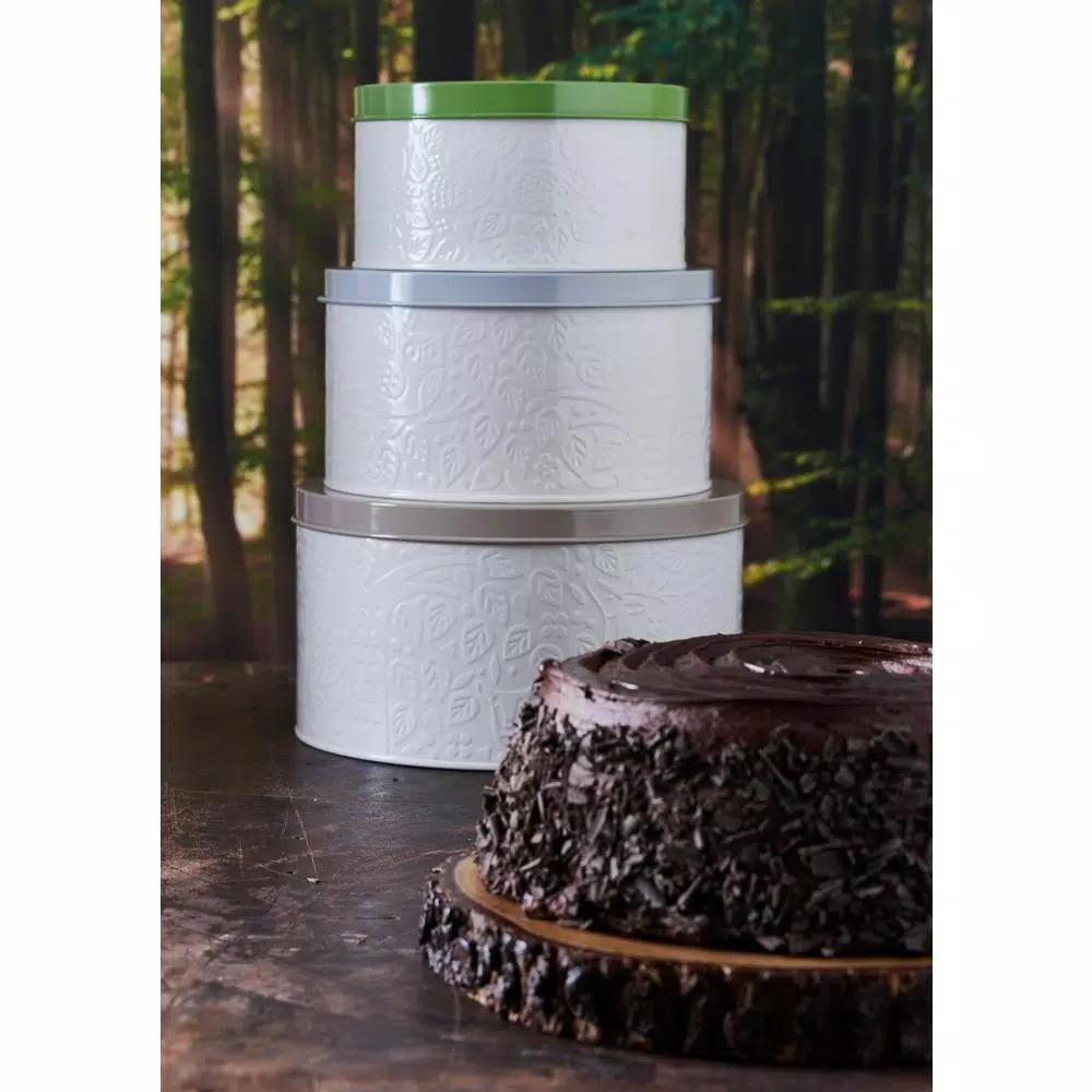 Mason Cash In the Forest Coated-Steel Cake Tin Set with Lids, 3-Piece Nesting Set