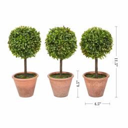 Pure Garden 11.5 in. Faux Boxwood Topiary Arrangements with Decorative Pots, Set of 3 thumbnail 2