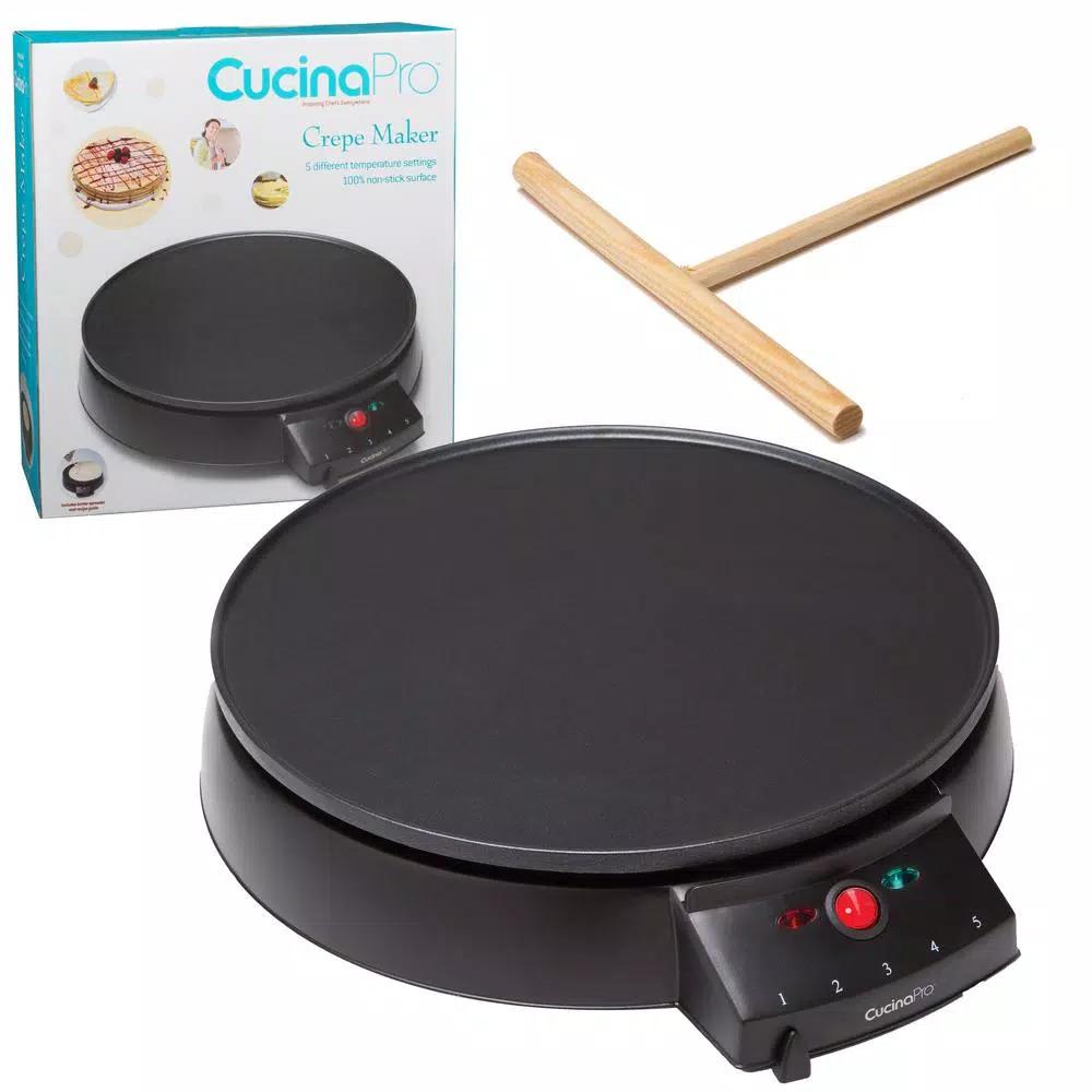 CucinaPro 12 in. Non-Stick Electric Griddle and Crepe Maker, 1000W, Black