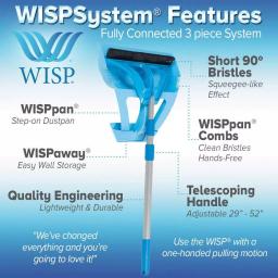 WISP 5-Piece Cleaning Set: Telescoping 90° Angled Broom, Foot-Operated Dustpan, and Mini Brush Set - Gray thumbnail 2