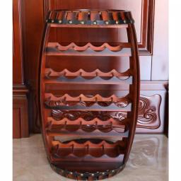 Vintiquewise Rustic Barrel Shaped Wooden Wine Rack - Holds 23 Bottles thumbnail 3