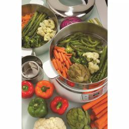 Euro Cuisine 16.9 Qt. 2-Tier Stainless Steel Electric Food Steamer and Rice Cooker with LCD Timer thumbnail 4