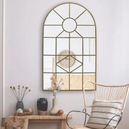 Home Decorators Collection Arched Gold Windowpane Accent Mirror, 24 x 39.3 in. thumbnail 3