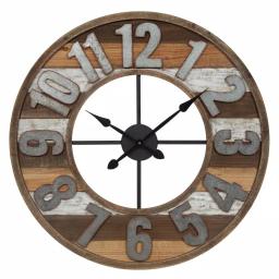 Pinnacle 33 in. Rustic Reclaimed Wood and Metal Round Wall Clock - Farmhouse Style thumbnail 2