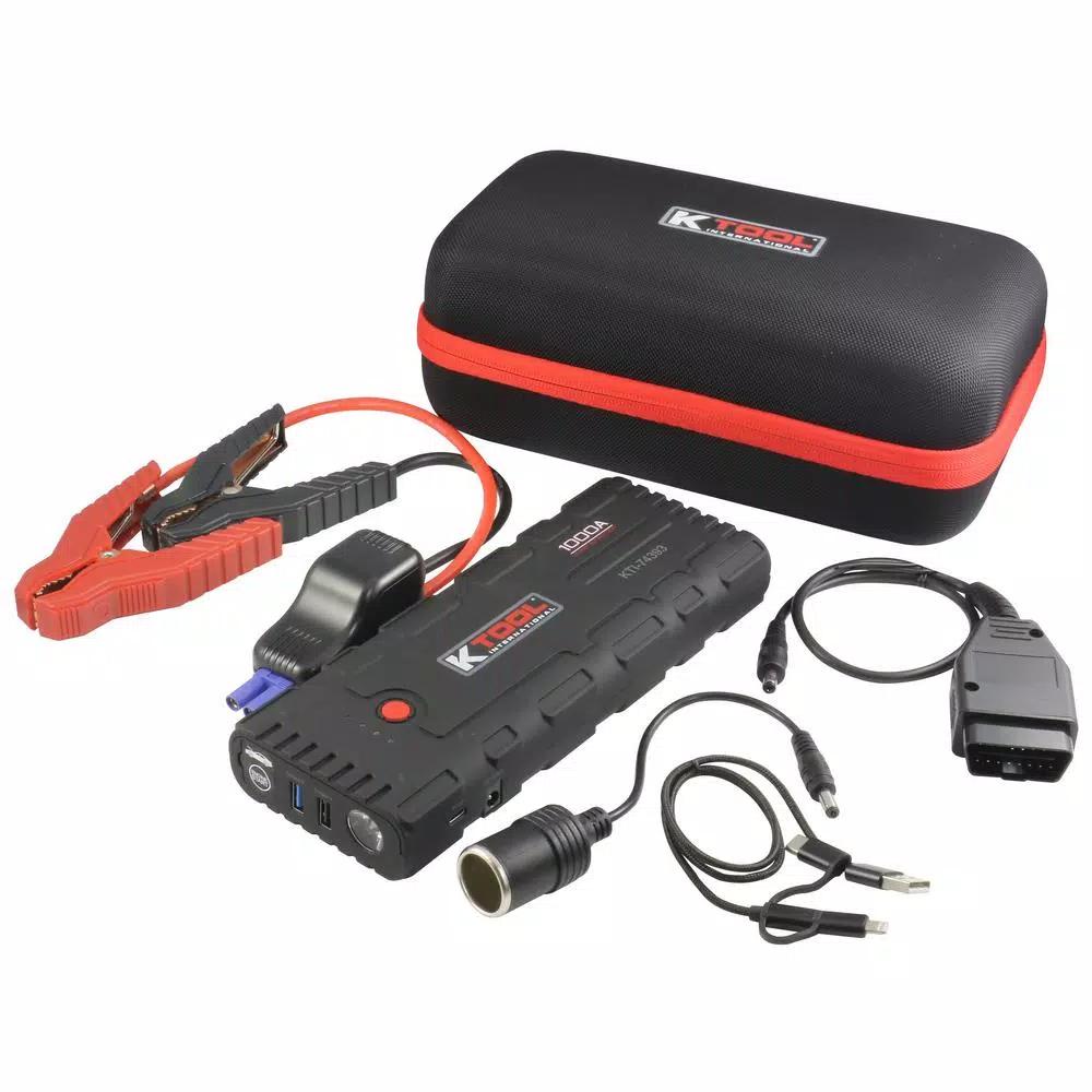 K Tool International 18,000 mAh Portable Jump Starter and Power Supply Kit with 1000 Peak Amp
