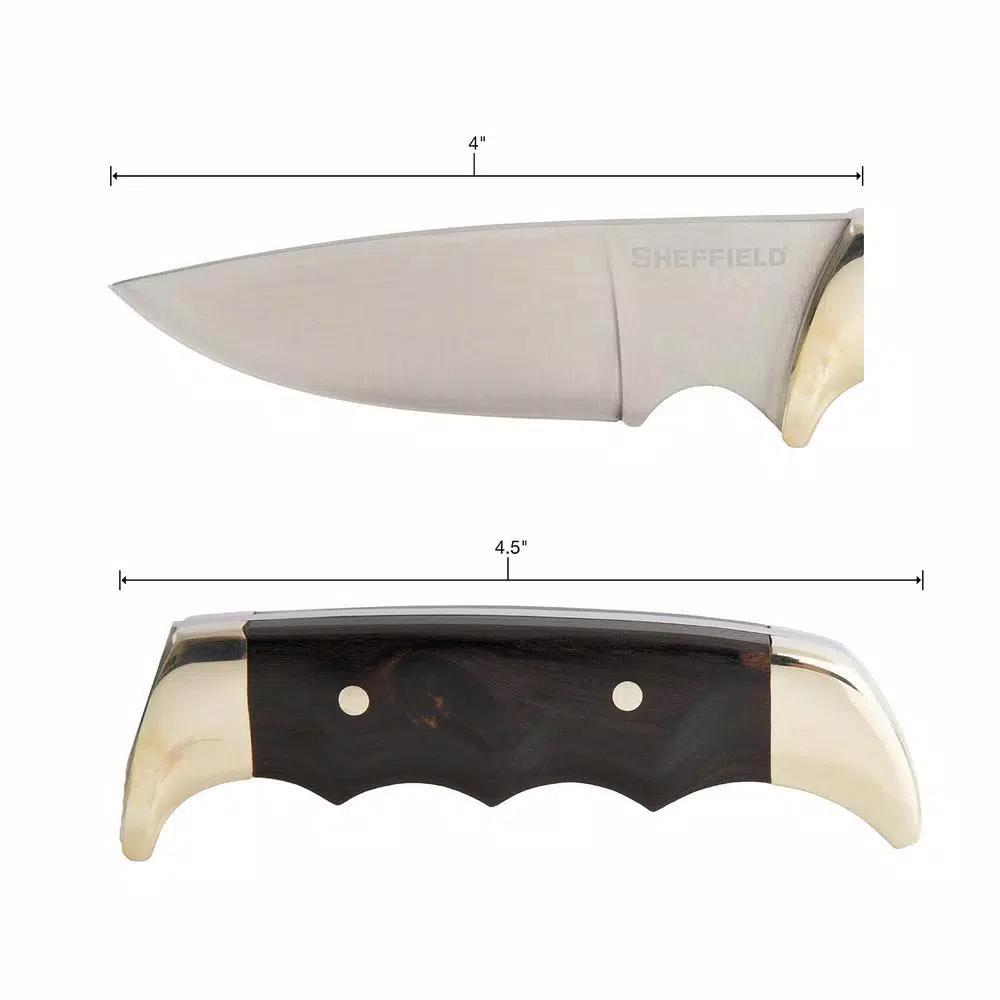 Sheffield 12180 Timber Series 4 in. Drop Point Fixed Blade Knife with Black Pakkawood Handle