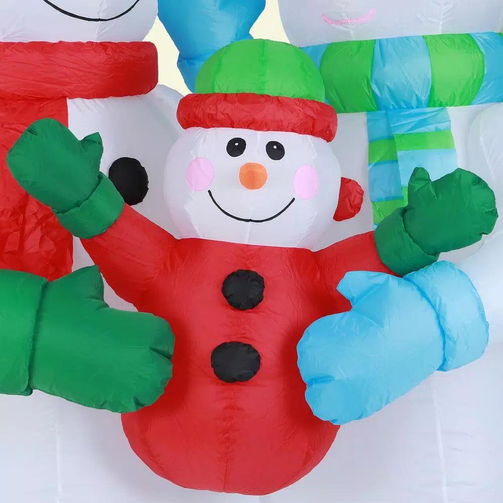 Luxen Home 8 ft. Snowman Family Inflatable Holiday Yard Decor with LED Lights