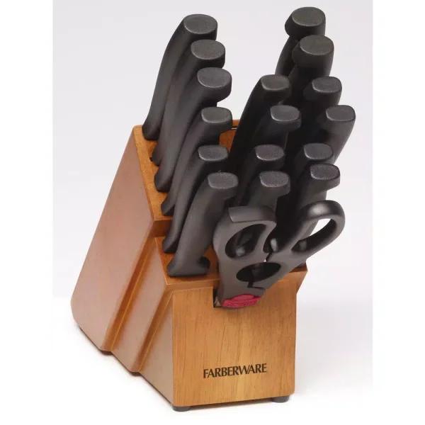 Farberware 18-Piece Tri-Star Handle Cutlery Set with Wood Block