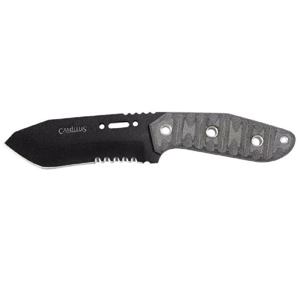 Camillus CK-9.5 4.75 in. 1095 High Carbon Steel Drop Point Fixed Blade Knife with Black Linen Micarta Handle
