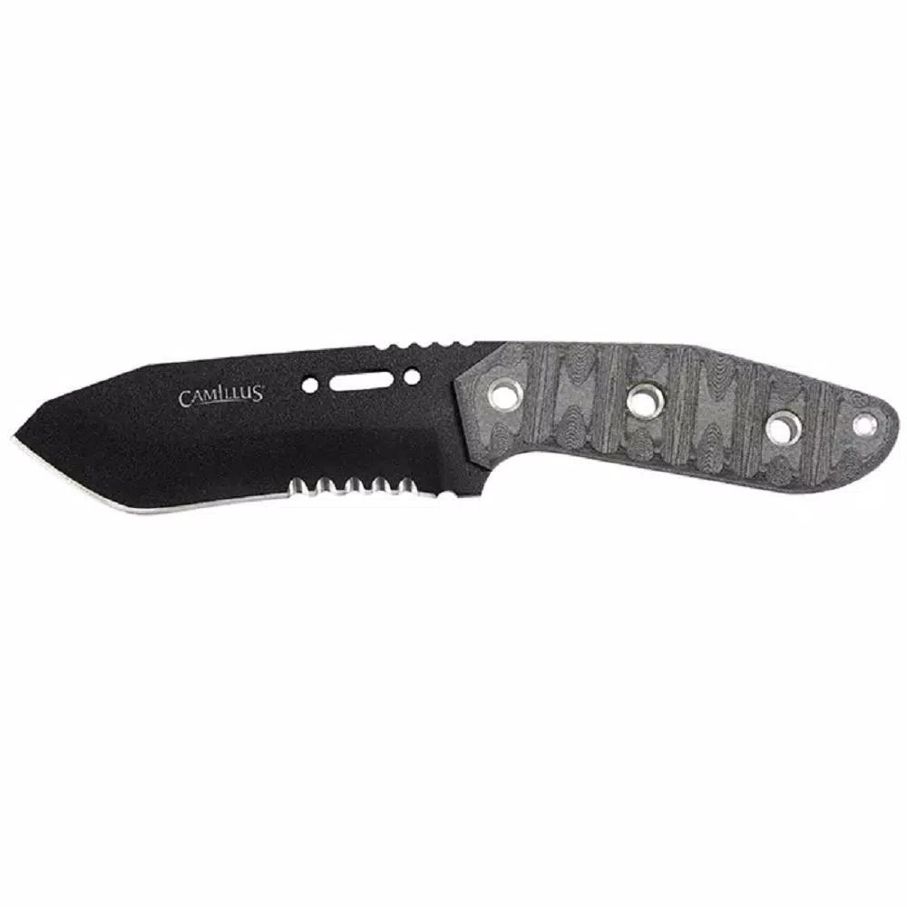 Camillus CK-9.5 4.75 in. 1095 High Carbon Steel Drop Point Fixed Blade Knife with Black Linen Micarta Handle