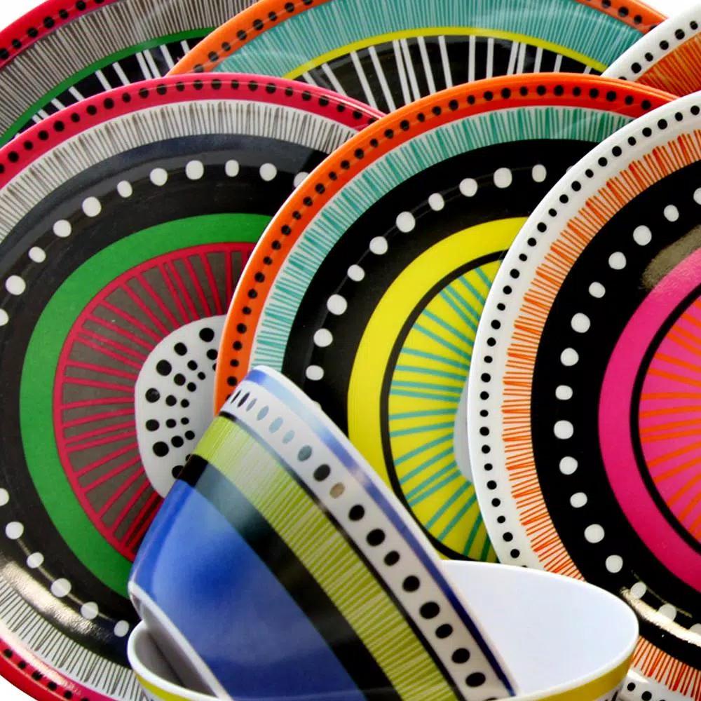 Gibson Almira 12-Piece Multicolor Melamine Outdoor Dinnerware Set, Service for 4