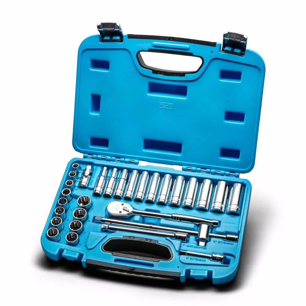 Capri Tools 29-Piece 3/8 in. Drive Metric 12-Point Socket Set with 72-Tooth Ratchet