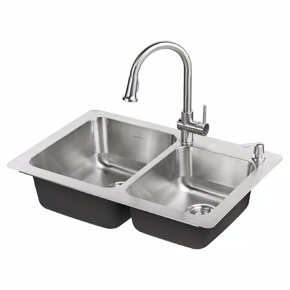 American Standard Montvale Single-Handle Pull-Down Kitchen Faucet with Soap Dispenser, Stainless Steel