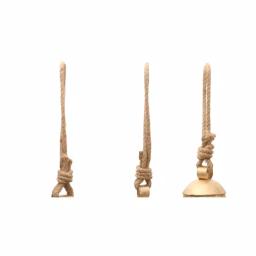 Benzara Gold 3-Piece Metal Animal Harmony Bell Set with Floral Embossed Design and Hanging Rope thumbnail 4