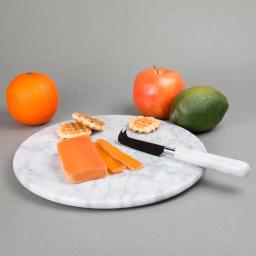 Creative Home 12 in. Natural Off-White Marble Round Serving Board for Cheese, Dessert, and Cake thumbnail 3