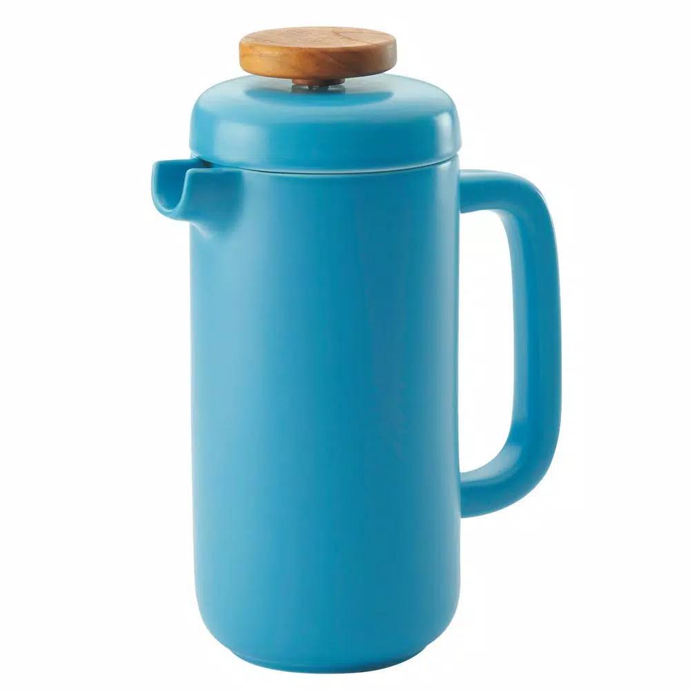 BonJour Aqua Ceramic French Press Coffee Maker, 32 fl. oz. 8-Cup Capacity