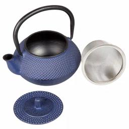 Creative Home Kyusu Blue Cast Iron Tea Pot with Removable Stainless Steel Infuser Basket, 10 oz. thumbnail 5