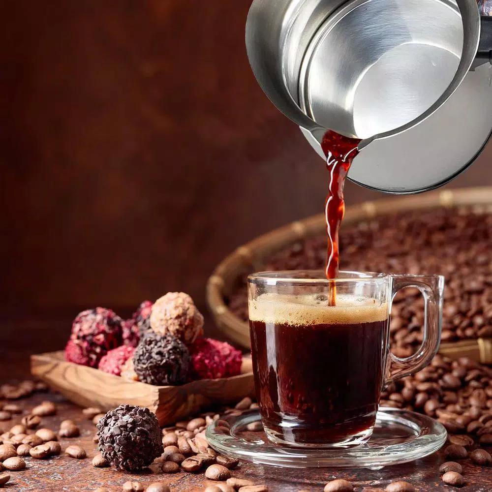 LavoHome 2-in-1 Stainless Steel Turkish Coffee Maker and Milk Warmer Kettle, Travel Size with Folding Handle