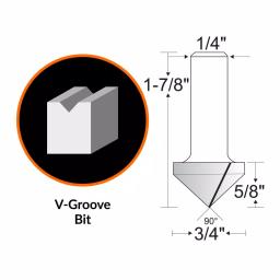 WEN 3/4 in. V-Groove Carbide Tipped Router Bit with 1/4 in. Shank thumbnail 2