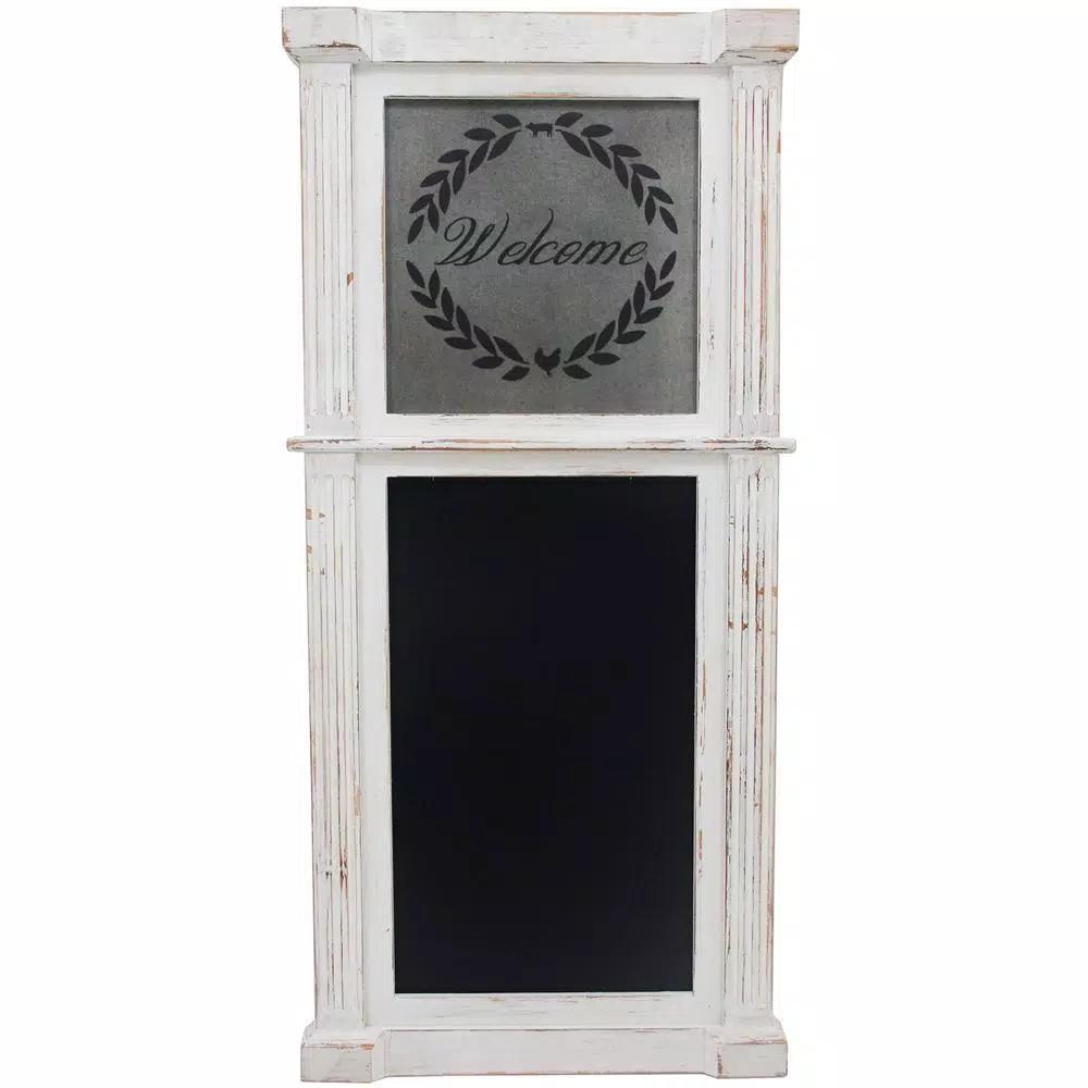 FirsTime & Co. FirsTime and Co. 34.5 in. x 16 in. Whitewash Wreath Chalkboard Memo Board, Farmhouse Style